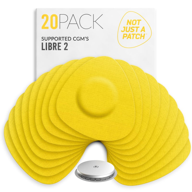 Not Just A Patch Freestyle Libre 2 Sensor Covers 20 Pack Lingo CGM Patches for Freestyle Libre 2 Water Resistant Durable for 1014 Days PreCut in Yellow