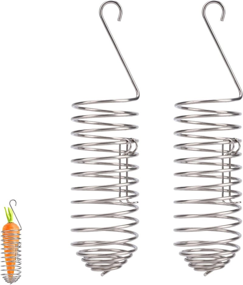 Penitue 2pcs Bird Treats Holder, Stainless Steel Parrot Food Holder Hanging Basket Cage Accessories Bird Foraging Chew Toy Corn Cob Fruit Vegetable Millet Feeder for Macaw Cockatoo Parakeet Canary - Image 1
