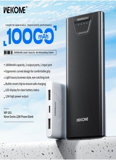 WEKOME Wekome WP-101 Power Bank 10000MAH: High-Speed Charging, 50% Charge in 30 Minutes* - Type-C, Micro and USB Inputs. Compatible with Apple, Samsung & More. Black  - Image 4