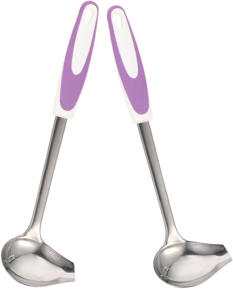 GALPADA 2pcs Stainless Steel Gravy Ladles with Pour Spout Non-slip Small Sauce Spoons for Kitchen Cooking and Serving - Image 1