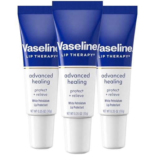 Vaseline بلسم شفاه فازلين للعلاج المتقدم - أنبوب 3 عبوات - واقي شفاه من البترول الأبيض 0.35 أونصة لكل منها - Image 1