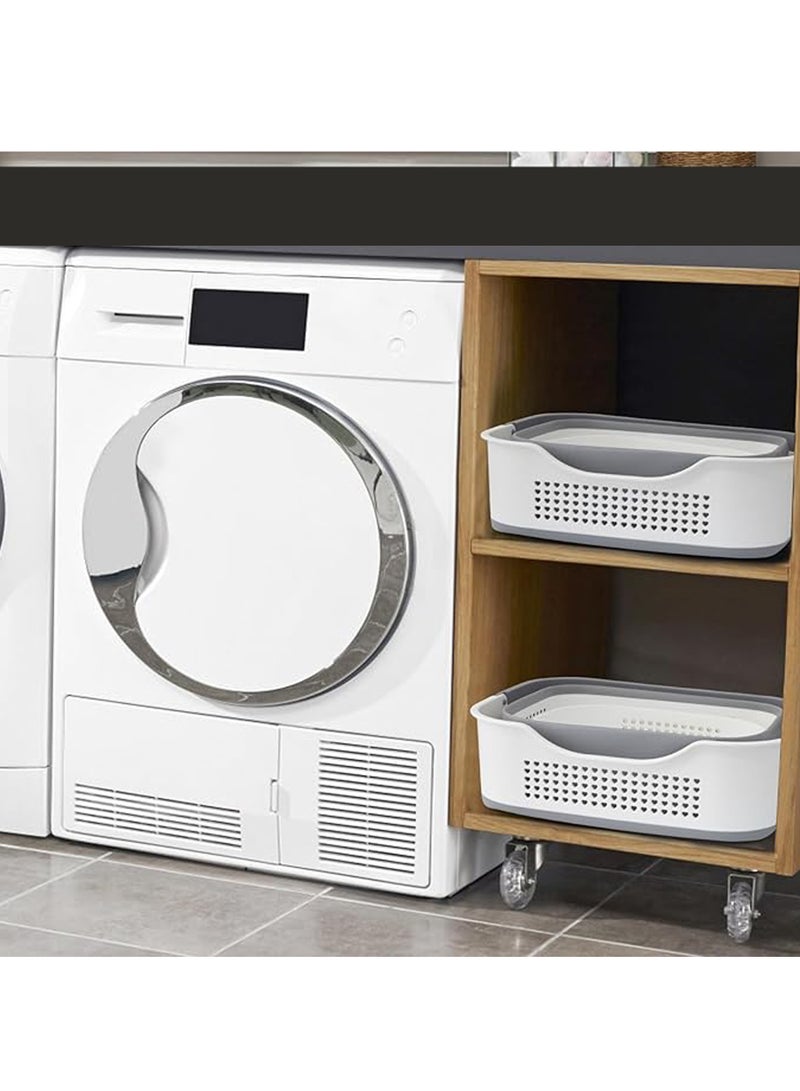 Beauenty Laundry Basket Large Foldable 40L with Handle, Collapsible Handled Plastic Washing Clothes Laundry Container, Multi purpose Organizer for Home (Dark Grey) - Image 3