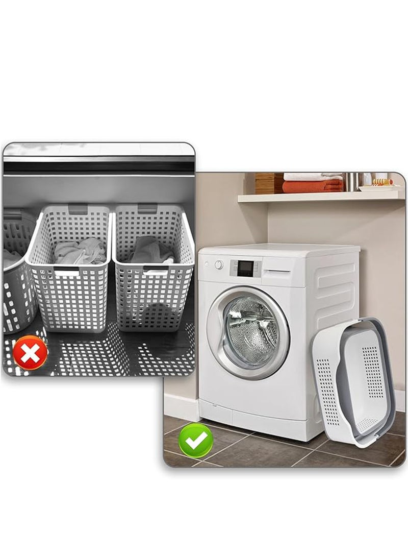 Beauenty Laundry Basket Large Foldable 40L with Handle, Collapsible Handled Plastic Washing Clothes Laundry Container, Multi purpose Organizer for Home (Dark Grey) - Image 4