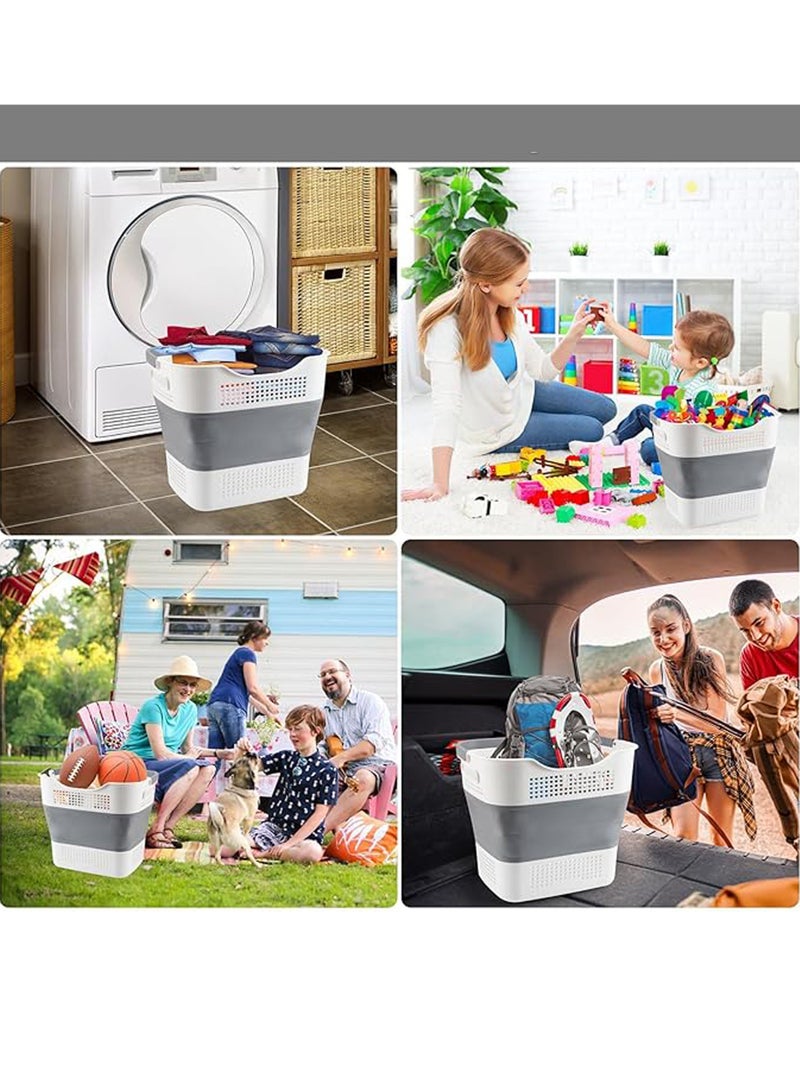 Beauenty Laundry Basket Large Foldable 40L with Handle, Collapsible Handled Plastic Washing Clothes Laundry Container, Multi purpose Organizer for Home (Dark Grey) - Image 5