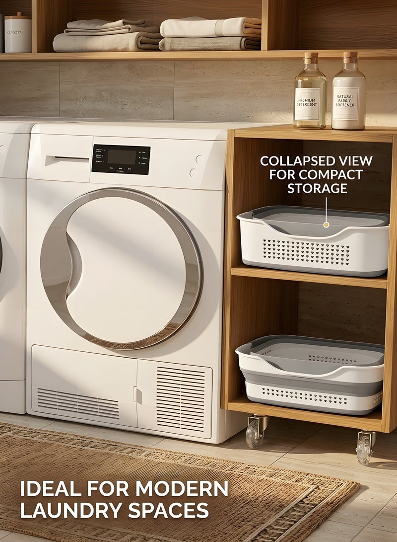 بيوينتي Laundry Basket Large Foldable 40L with Handle, Collapsible Handled Plastic Washing Clothes Laundry Container, Multi purpose Organizer for Home (Dark Grey) - Image 4