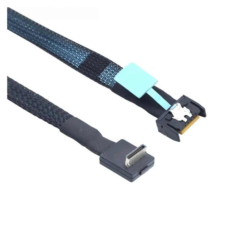 Gen5 PCIE MCIO 4I 4X 38P Male to Oculink SFF-8611 4I 90 Degree NVME for SSD Cable(1m) - Image 1