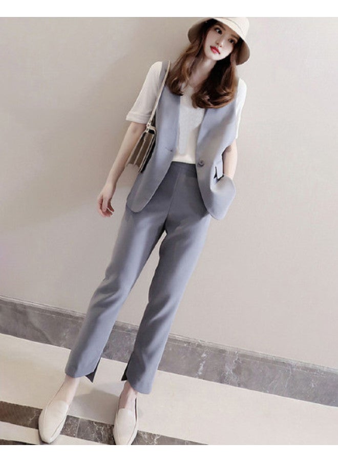 Summer Sleeveless Vest Jacket & Slim-fit Trousers - Image 1