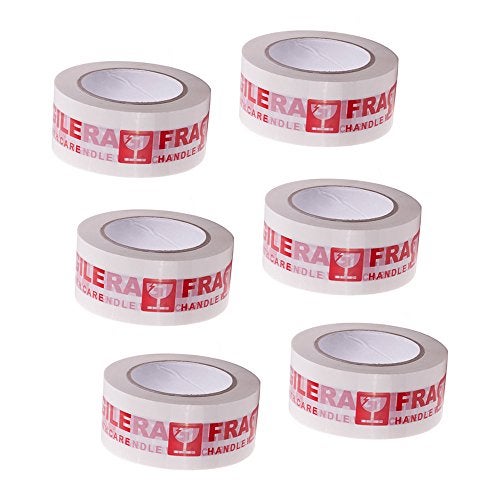 Agutape AGU Warning Fragile Tape-Handle with Care Packing Printing Tape-2 Inch x 330 Feet (110 Yards) -6Rolls - Image 3