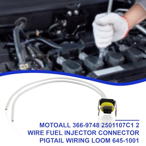 MOTOALL 366-9748 2501107C1 2 wire Fuel Injector Connector Pigtail Wiring Loom 645-1001 for Caterpillar C7 C9 Excavator IPR Valve 7.3 6.0 VGT 6.0 6.7 for Diesel Trucks Plug Wire Harness Crimp Splices - Image 2