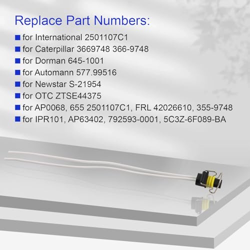MOTOALL 366-9748 2501107C1 2 wire Fuel Injector Connector Pigtail Wiring Loom 645-1001 for Caterpillar C7 C9 Excavator IPR Valve 7.3 6.0 VGT 6.0 6.7 for Diesel Trucks Plug Wire Harness Crimp Splices - Image 5