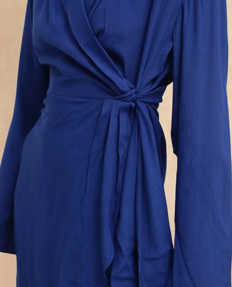 Rareism Women's Wrap Dress In Fluorescent Blue Rayon