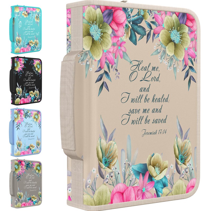 DEHITE Bible Cover Case for Women â€“ Premium Fabric Bible Cases for Girls - Carrying Bag for Woman â€“ Pen Slots â€“ Zippered Pocket â€“ Christian Floral Accessories - Large Holder - Image 1