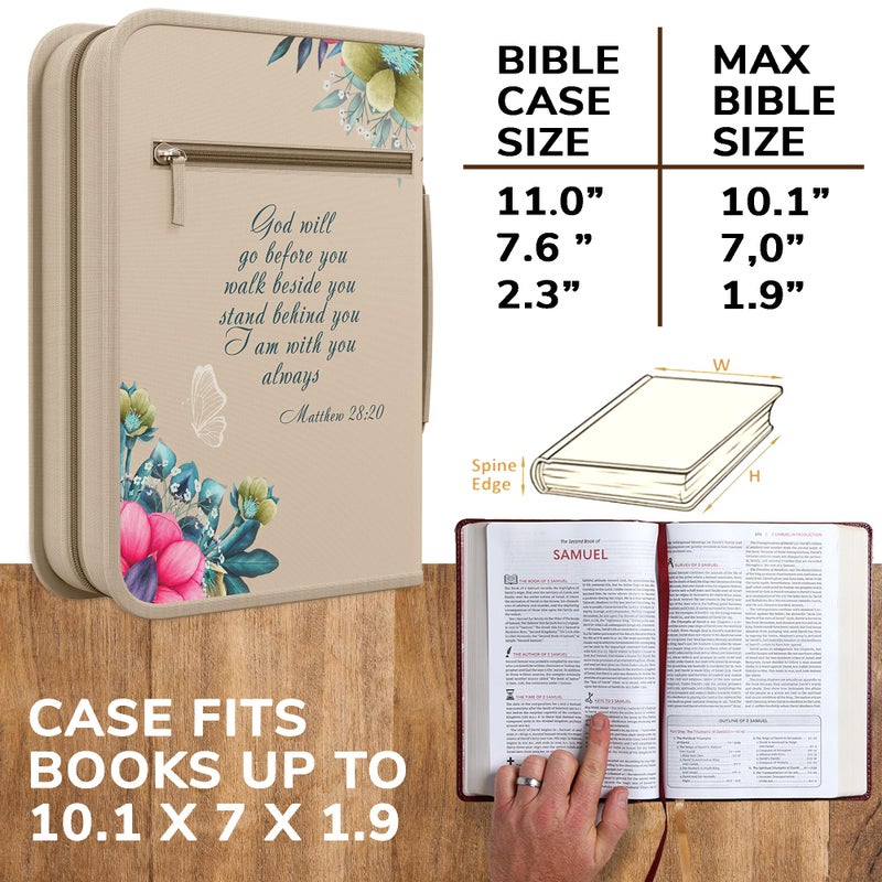 DEHITE Bible Cover Case for Women â€“ Premium Fabric Bible Cases for Girls - Carrying Bag for Woman â€“ Pen Slots â€“ Zippered Pocket â€“ Christian Floral Accessories - Large Holder - Image 2