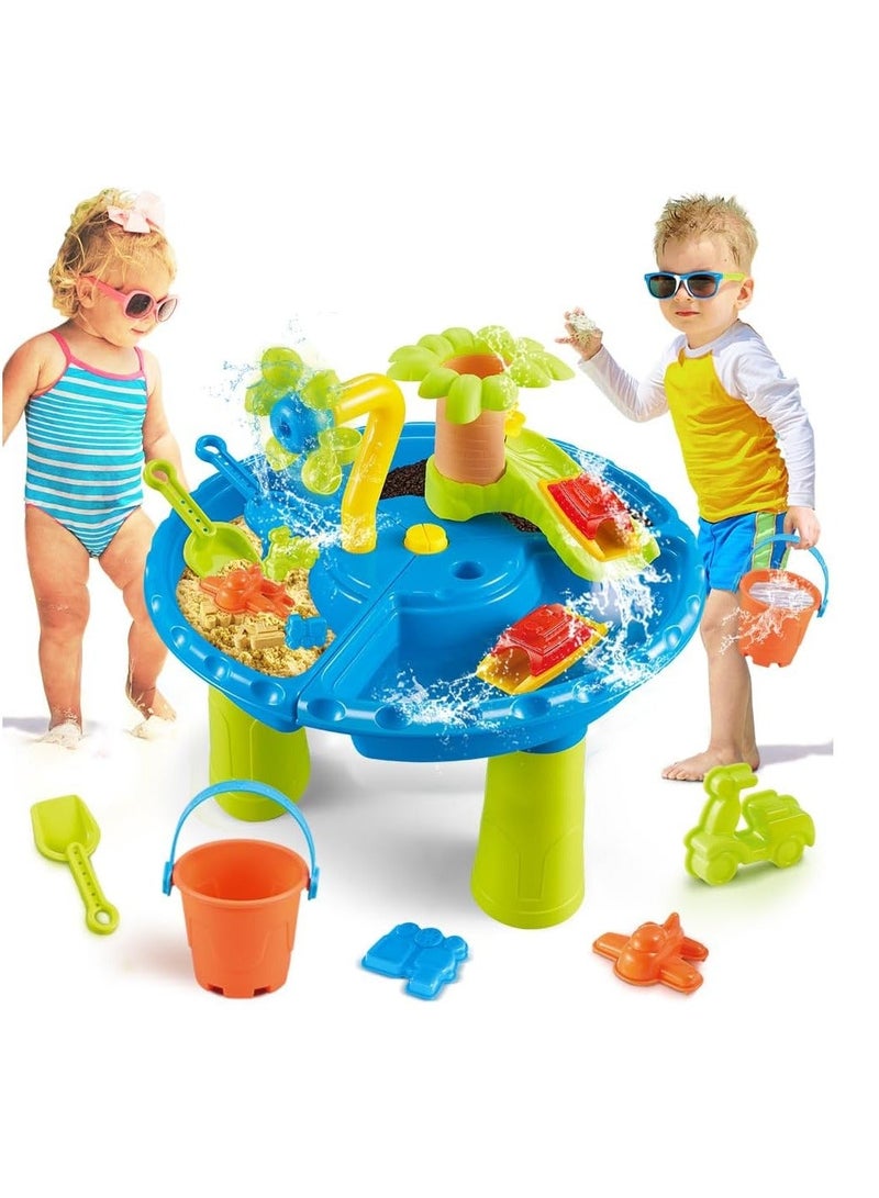MERCONSER 3 in 1 Kids Sand and Water Table, 22PCS Toddler Water Table with Detachable Table Corners, Summer Outdoor Pool Beach Toys for Boys Girls, Activity Center - Image 1