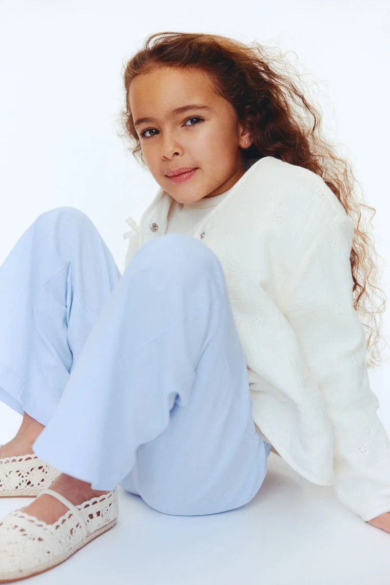 اتش اند ام بنطلون برباط من مزيج الكتان