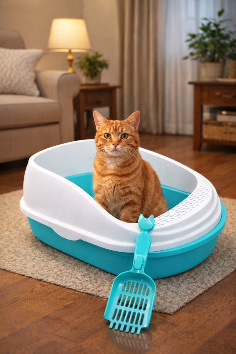 vsell24 Cat Litter Box with Scoop – Deep, Easy-Clean Tray– 56×39×26cm - Image 2
