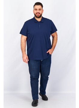 Adidas Men Spread Collar Short Sleeve Brand Logo Polo, Navy  - Image 4
