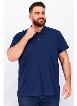 Adidas Men Spread Collar Short Sleeve Brand Logo Polo, Navy  - Image 1