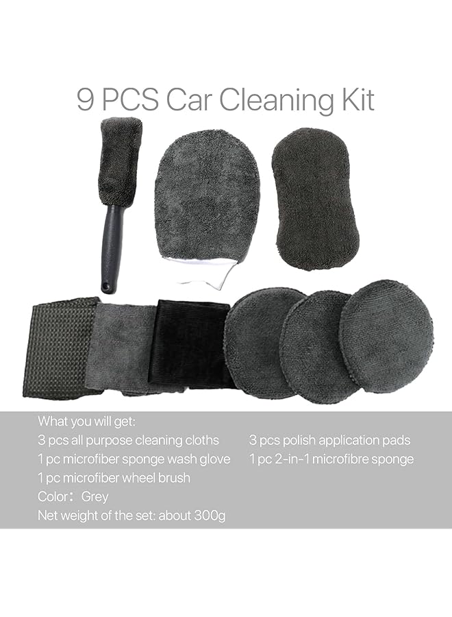 SCIENISH Car Detailing Kit,Auto Cleaning Supplies,Car Wash Kit 9/6 Pcs Car Wash Set,Car Cleaning Supply,Car Wash Supplies,Car Interior Cleaning Kit,Car Cleaning Sets,Car Cleaning Tools (9 Pcs Grey) - Image 2