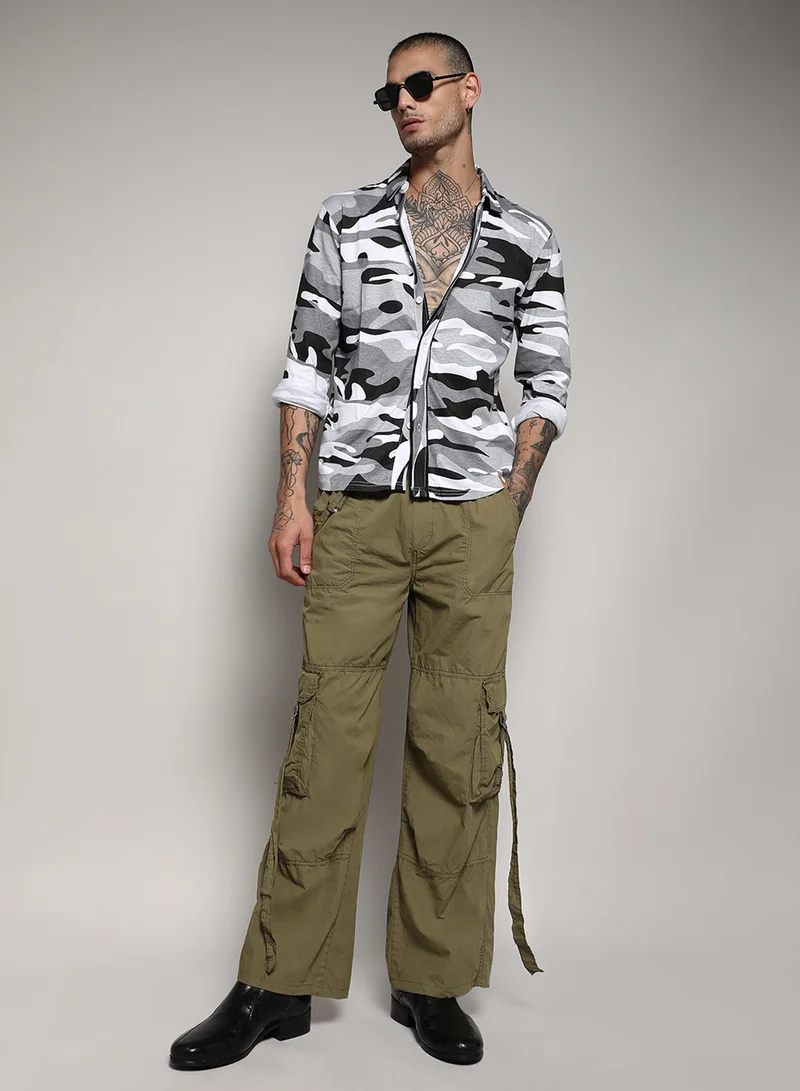 كامبوس سوترا Men's Grey Camouflage Shirt