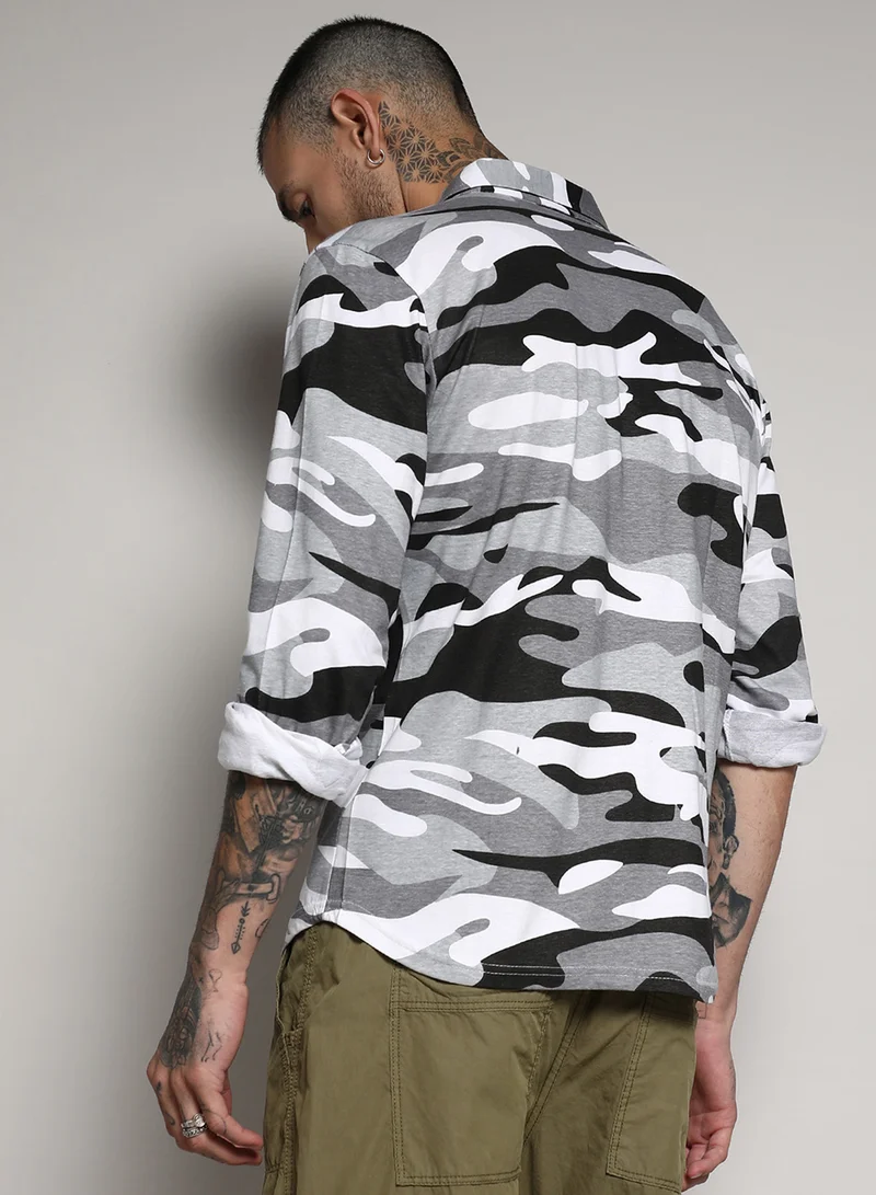 كامبوس سوترا Men's Grey Camouflage Shirt