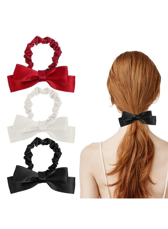 CHIROGRAPHY Stylish Ribbon Scrunchies for Women and Girls - Elastic Hair Ties with Bowknot | Hair Ties for Daily & Special Occasions (Pack of 3) - Image 1