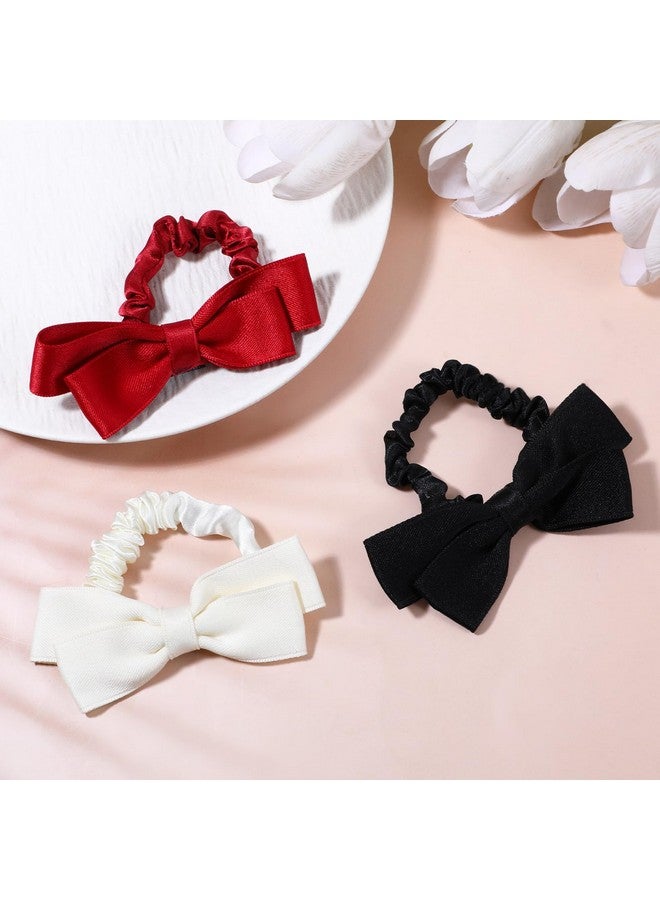 CHIROGRAPHY Stylish Ribbon Scrunchies for Women and Girls - Elastic Hair Ties with Bowknot | Hair Ties for Daily & Special Occasions (Pack of 3) - Image 4