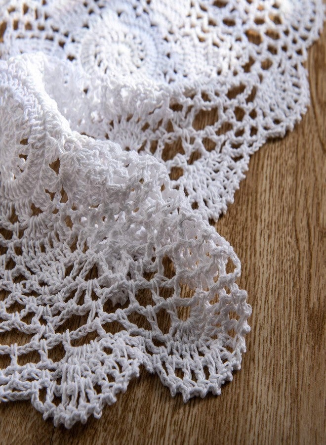 Eiyye Crochet Placemats Table Doilies Square Handmade Cotton Lace Thread Cloth 14x14 Inch 1-Pieces(White) - Image 5