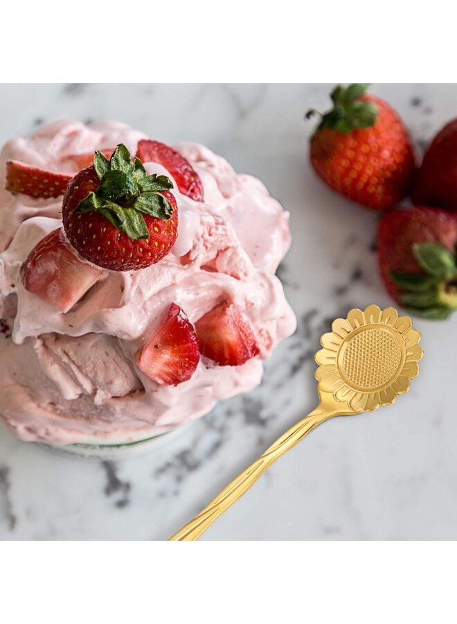 16 PCS Stainless Steel Flower Coffee Spoon Dessert Sugar Ice Cream Stirring Tea Spoon Set for Tableware Kitchen, Cafe or Bar(Gold) - Image 5