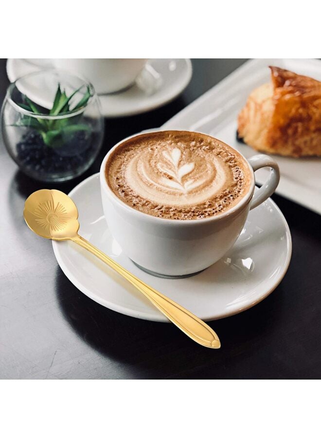 16 PCS Stainless Steel Flower Coffee Spoon Dessert Sugar Ice Cream Stirring Tea Spoon Set for Tableware Kitchen, Cafe or Bar(Gold) - Image 3