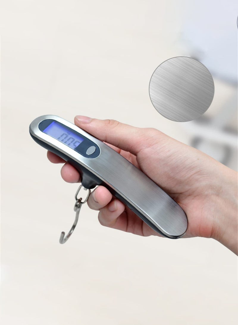 موندا ميزان أمتعة محمول بشاشة LCD بقدرة 50 كجم/110 رطل، مزود بميزان إلكتروني لحقيبة السفر وحقيبة التعليق ومقياس مطحنة فولاذية وخطاف حزام أداة ومقياس رقمي قابل لإعادة الشحن من النوع C (خطاف أسود) - Image 2