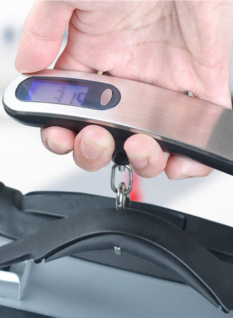 موندا ميزان أمتعة محمول بشاشة LCD بقدرة 50 كجم/110 رطل، مزود بميزان إلكتروني لحقيبة السفر وحقيبة التعليق ومقياس مطحنة فولاذية وخطاف حزام أداة ومقياس رقمي قابل لإعادة الشحن من النوع C (خطاف أسود) - Image 3