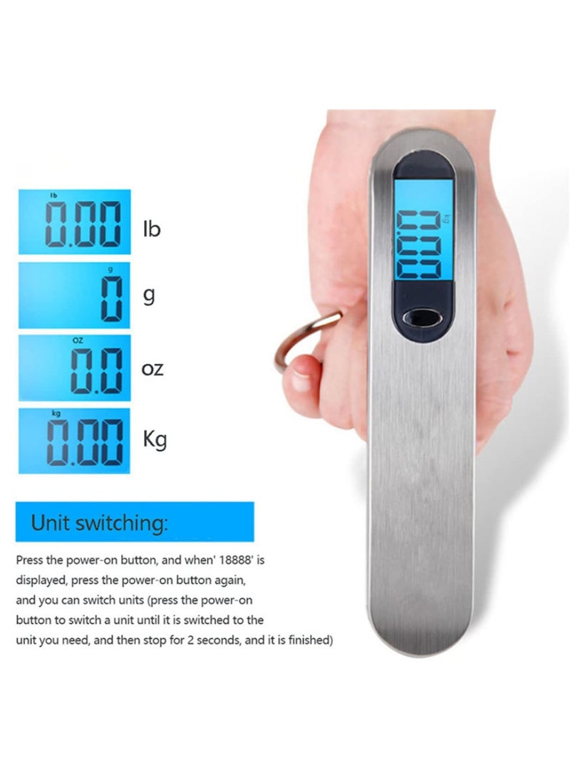 موندا ميزان أمتعة محمول بشاشة LCD بقدرة 50 كجم/110 رطل، مزود بميزان إلكتروني لحقيبة السفر وحقيبة التعليق ومقياس مطحنة فولاذية وخطاف حزام أداة ومقياس رقمي قابل لإعادة الشحن من النوع C (خطاف أسود) - Image 5