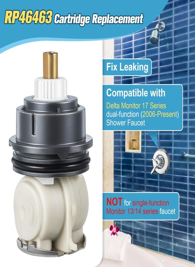 Enhon 1 Pack Shower Cartridge Replacement, RP46463 Cartridge Replacement Compatible with Delta Monitor 17 Series (2006 - Present) Dual Function Shower Faucet Valve, Including Seat and Spring Adapter - Image 2