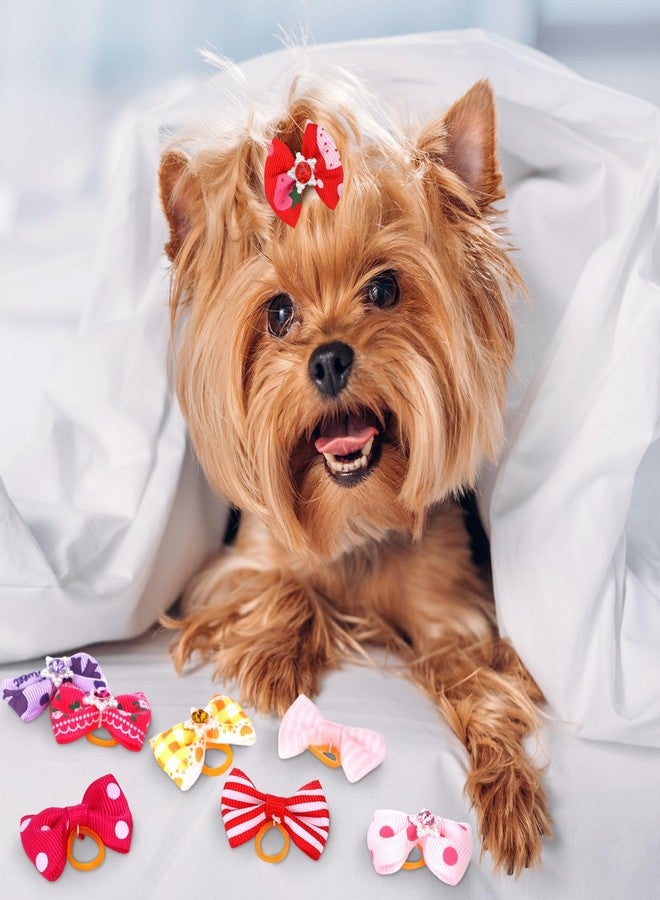 Reginary Dog Bows Grooming Cute Dog Hair Bows Girl with Rubber Bands Small Puppy Bowknots Colorful Hair Accessories for Puppies Pets Gift - Image 2