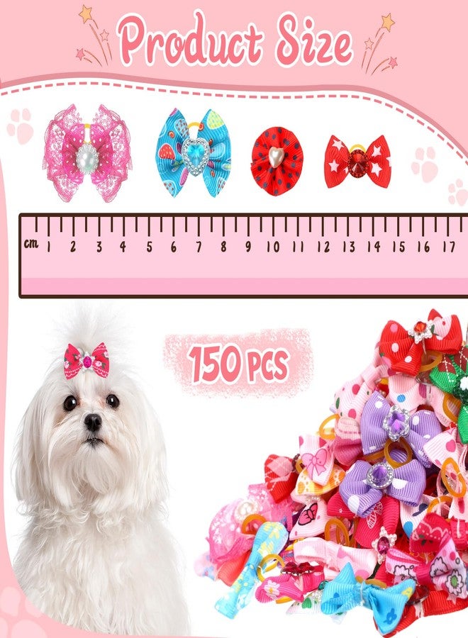 Reginary Dog Bows Grooming Cute Dog Hair Bows Girl with Rubber Bands Small Puppy Bowknots Colorful Hair Accessories for Puppies Pets Gift - Image 3