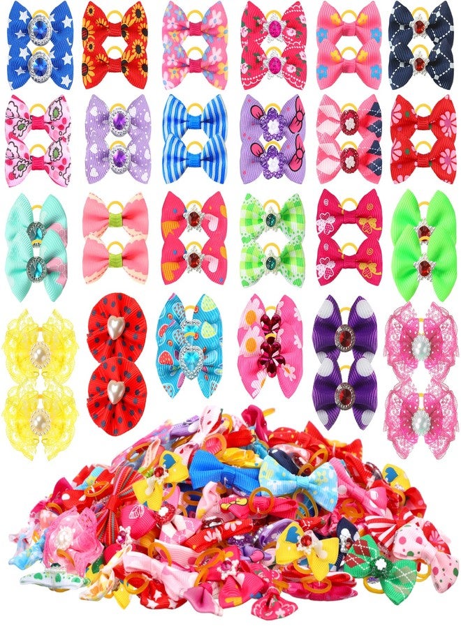 Reginary Dog Bows Grooming Cute Dog Hair Bows Girl with Rubber Bands Small Puppy Bowknots Colorful Hair Accessories for Puppies Pets Gift - Image 1