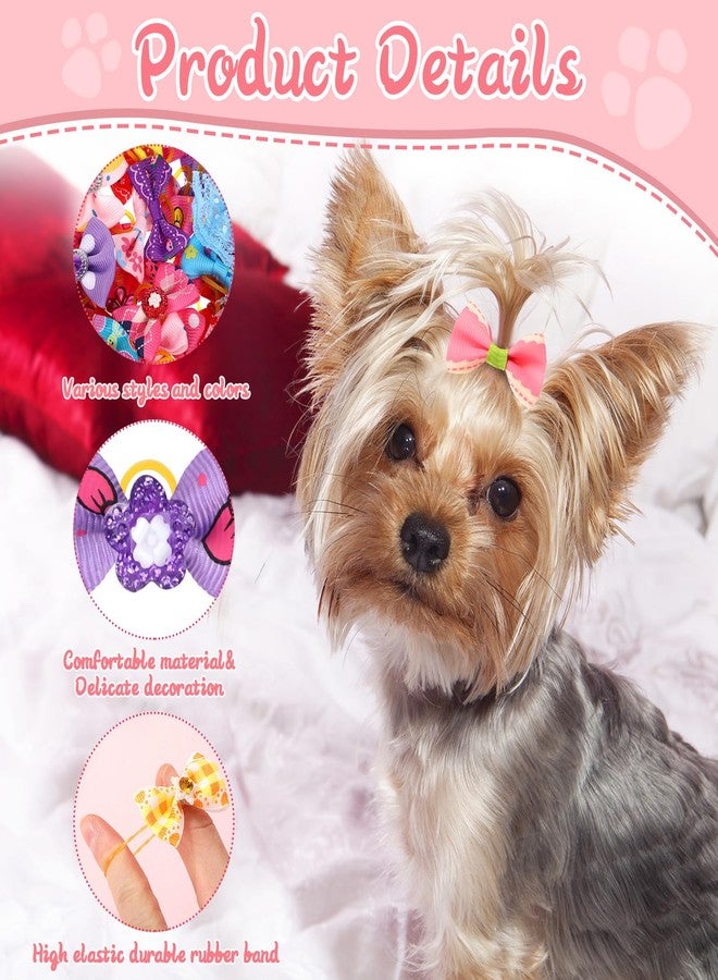 Reginary Dog Bows Grooming Cute Dog Hair Bows Girl with Rubber Bands Small Puppy Bowknots Colorful Hair Accessories for Puppies Pets Gift - Image 5