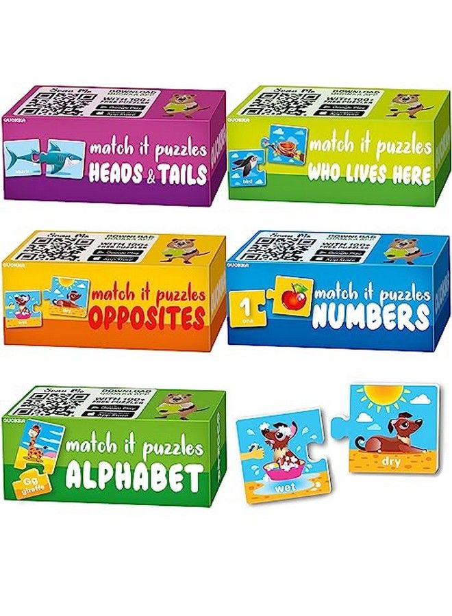 quokka 5X مجموعة ألعاب تركيب للأطفال بعمر 24 شهراً، ألعاب مطابقة للأطفال بعمر 35 شهراً من كوكّا، الأرقام، الحيوانات، الأضداد، تعلم الأبجدية للأطفال بعمر 13 عاماً، ألعاب تعليمية للذكور والإناث. - Image 1