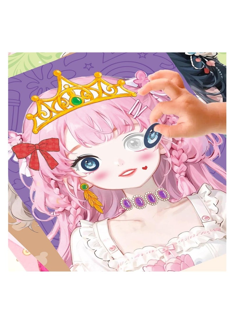 DAILYCHIC 3 in 1 Princess Art Craft Kits, Foil Art & Diamond Painting, Makeup DIY Activity, Dress Up Sticker Books,Travel Toys, Ideal Toys for Girls Ages 6 7 8+ Years Old - Image 2