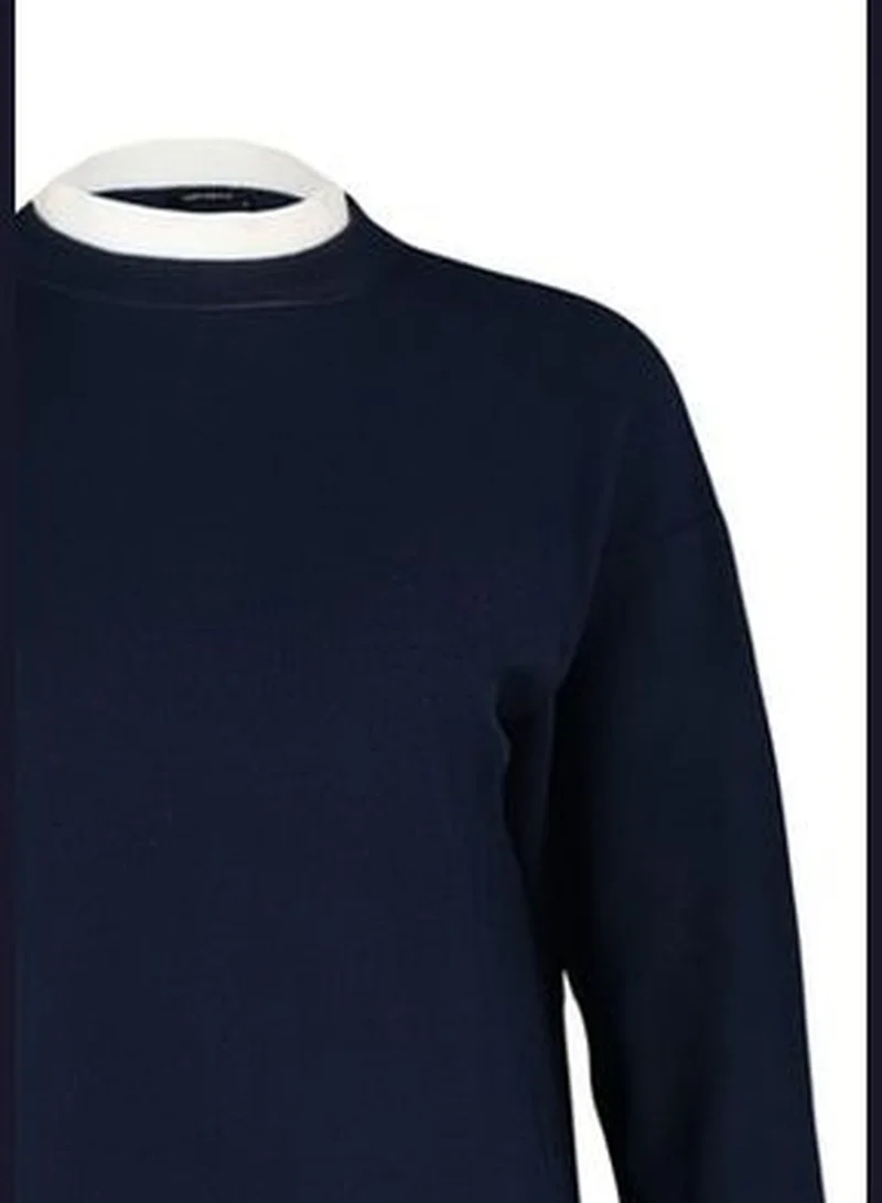 trendyol Navy Blue Sleeves Pearl Detailed Knitwear Sweater TCTAW23AK00027