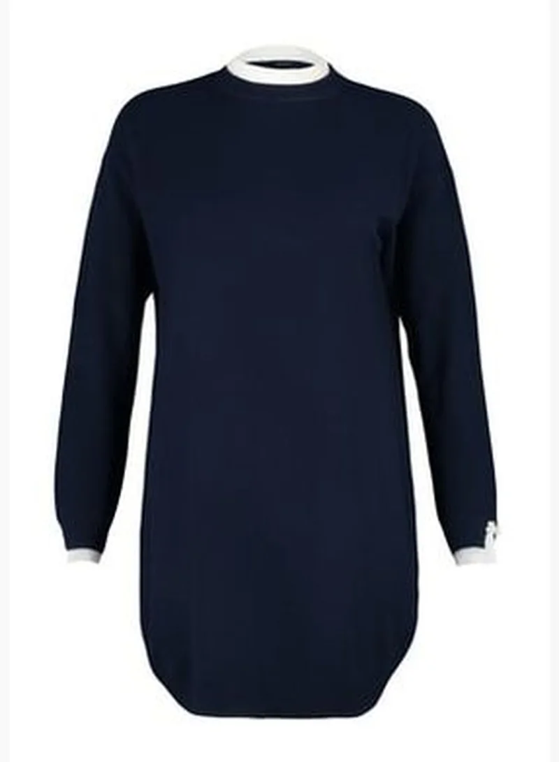 trendyol Navy Blue Sleeves Pearl Detailed Knitwear Sweater TCTAW23AK00027