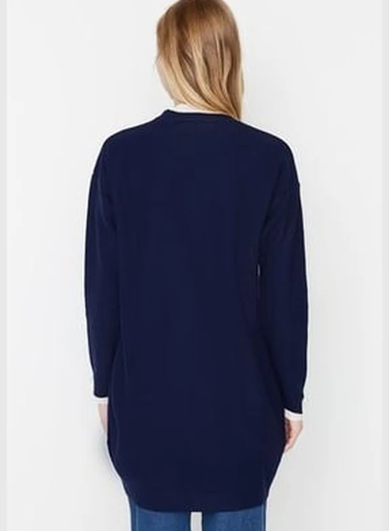 trendyol Navy Blue Sleeves Pearl Detailed Knitwear Sweater TCTAW23AK00027