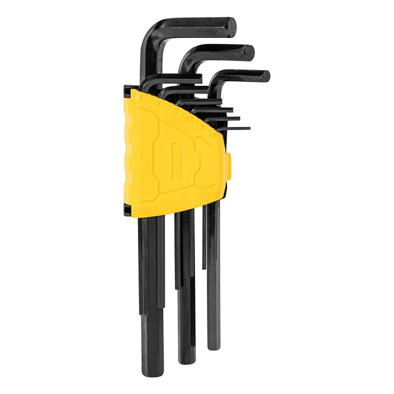 Deli DL231209H 1.5-10mm Hex Key Set Durable Flat-End Cr-V Construction with PP Frame Surface Corrosion Resistant & Normal Handle Length Universal Applications (9pc, 1.5,2,2.5,3,4,5,6,8,10mm, Black) - Image 1
