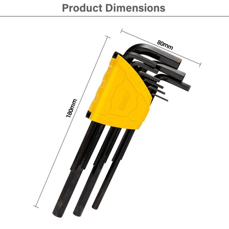 Deli DL231209H 1.5-10mm Hex Key Set Durable Flat-End Cr-V Construction with PP Frame Surface Corrosion Resistant & Normal Handle Length Universal Applications (9pc, 1.5,2,2.5,3,4,5,6,8,10mm, Black) - Image 2