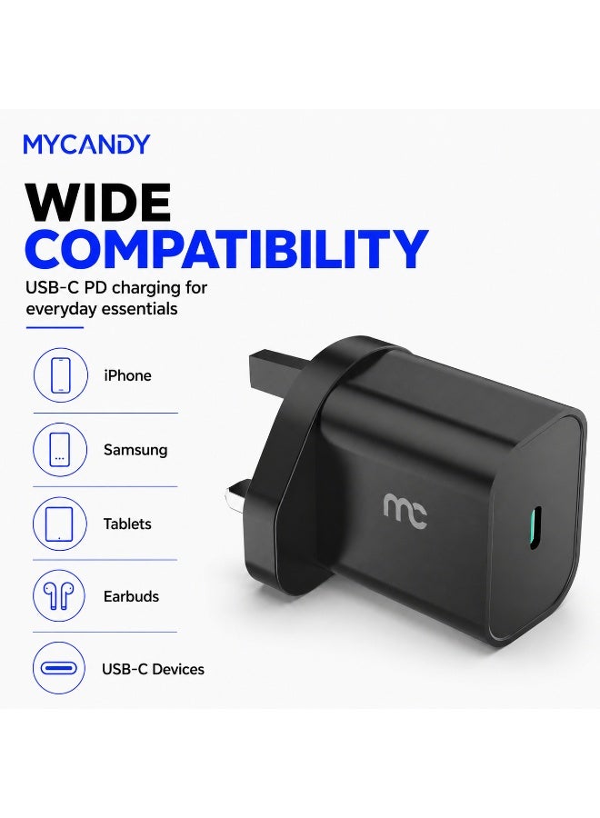 MYCANDY Tc-D33 33W Usb-C Pd Fast Wall Charger For Iphone, Samsung & Usb-C Devices, Black Black - Image 4
