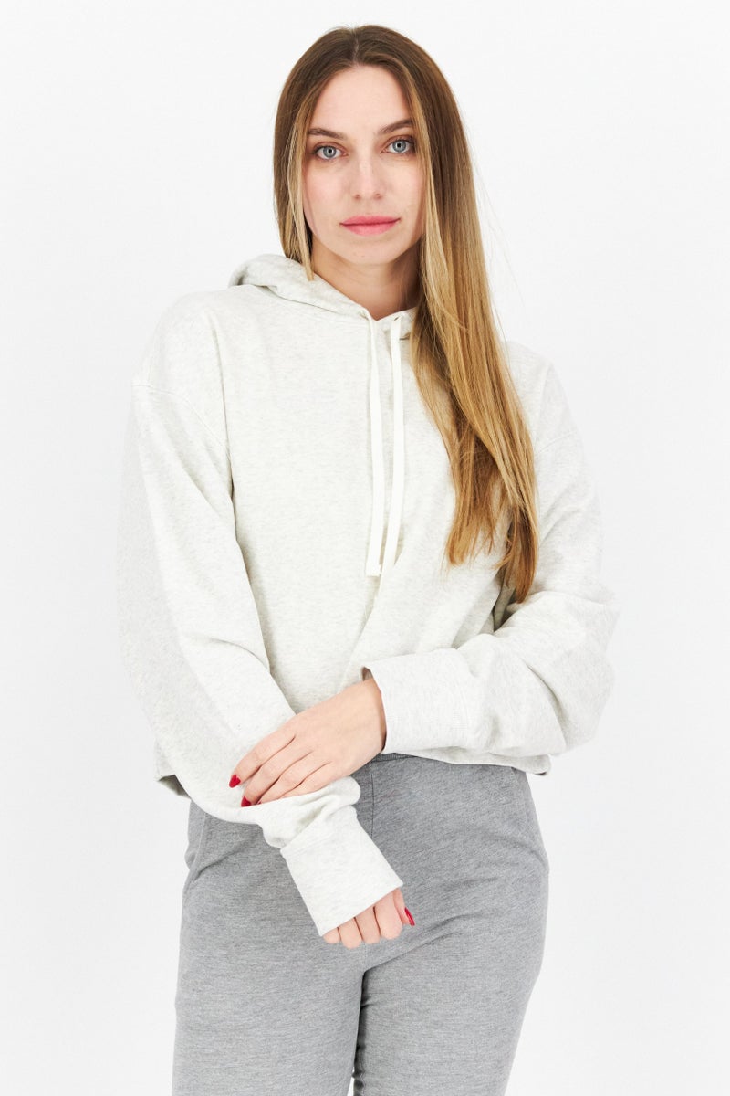 New Balance Women Sportswear Fit Brand Logo Training Hoodies, Grey - Image 1