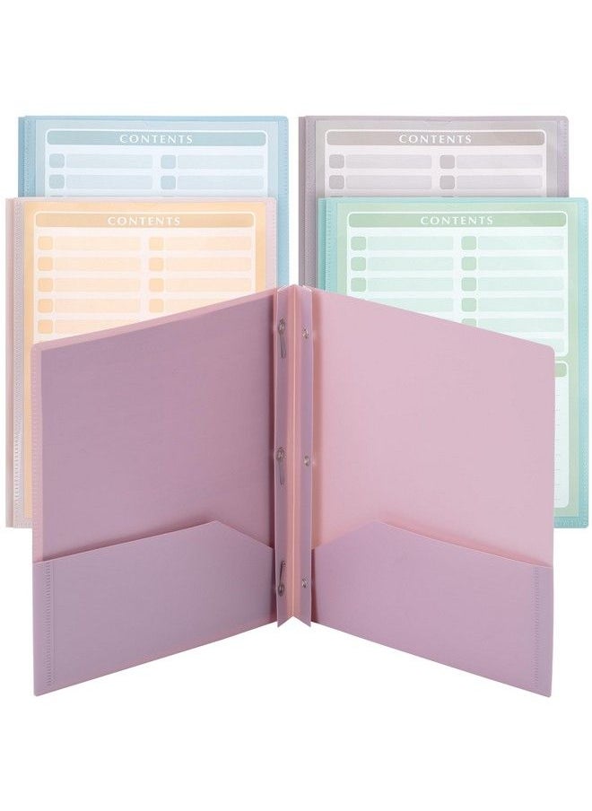 Mr. Pen - Plastic Folders With Clear Front Pocket 5 Pcs Pastel Colors Pocket Folders Plastic Folders For Documents Plastic Folders With Pockets File Folders With Fasteners Folder With Pockets - Image 1