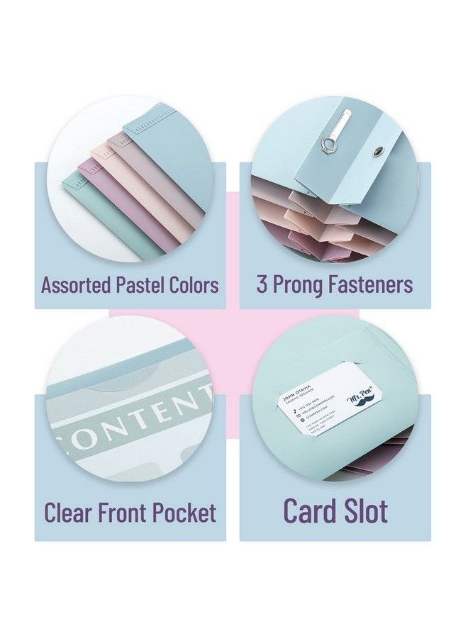 Mr. Pen - Plastic Folders With Clear Front Pocket 5 Pcs Pastel Colors Pocket Folders Plastic Folders For Documents Plastic Folders With Pockets File Folders With Fasteners Folder With Pockets - Image 1