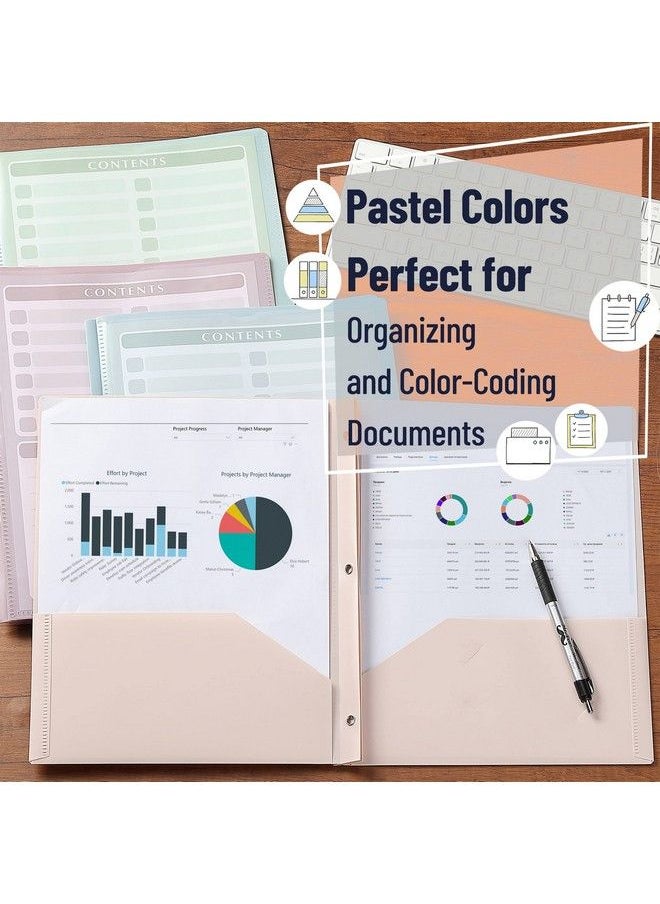 Mr. Pen - Plastic Folders With Clear Front Pocket 5 Pcs Pastel Colors Pocket Folders Plastic Folders For Documents Plastic Folders With Pockets File Folders With Fasteners Folder With Pockets - Image 1
